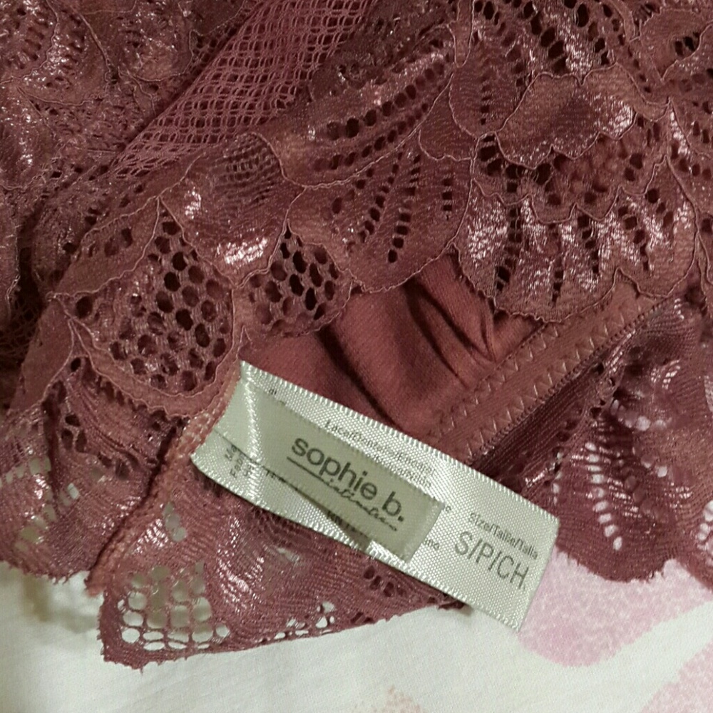 sophie b. Mauve Fancy Lace-Mesh-Mix Bralette - Picture 8 of 8